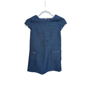 Zara Girls Navy Tweed A-Line Straight Dress with Cap Sleeves & Pockets - Sz 9/10